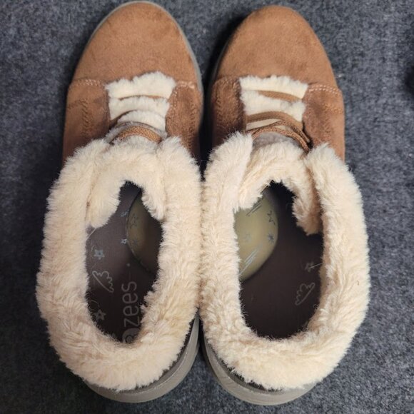 BZees Golden Faux Fur Trim Washable Slip-on Booties ODOR control Womens Sz 8.5 - Picture 4 of 10